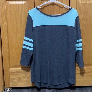 Adorable half sleeve shirt with gray and teal!